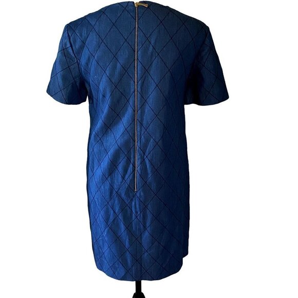 Kate Spade Chambray Quilted Shift Dress | Blue | Size 4 - Picture 2 of 11